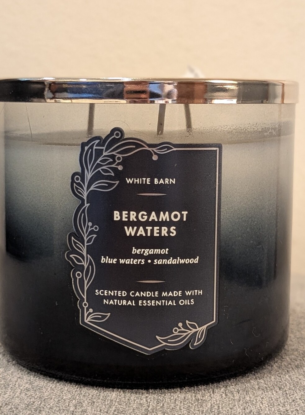 Bath & Body Works White Barn BERGAMOT WATERS 3-Wick 14.5 Oz Candle